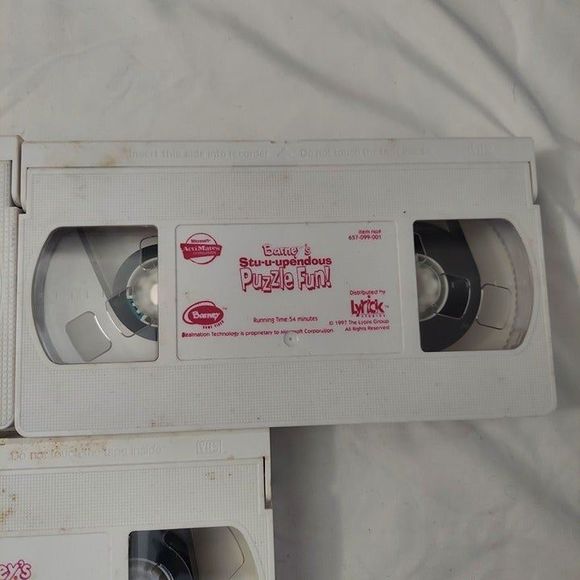 Lot of 3 Barney VHS Video White Tapes Christmas Stu-u-upendous Puzzle Fun Friend - Picture 3 of 5